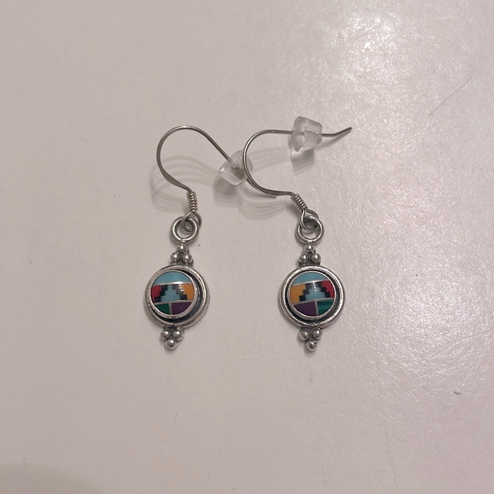 Sterling silver vintage enamel earrings